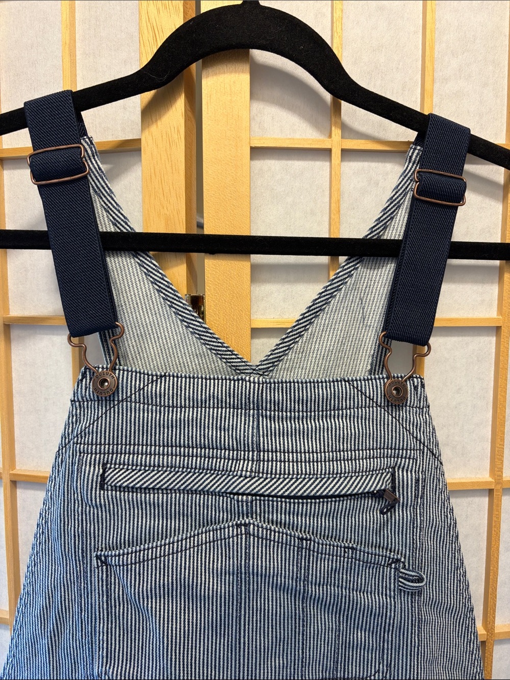 Duluth women’s gardening overalls in engineer stripe - Picture 2 of 8